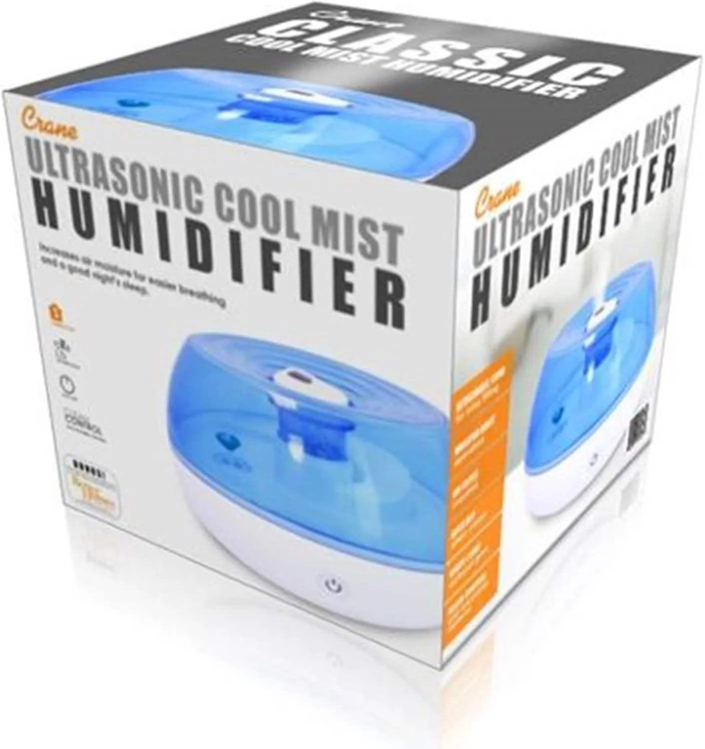 Crane Small Ultrasonic Air Humidifiers for Bedroom and Office, .2 Gallon Cool Mist Humidifier for Personal Use, No Humidifier Filters Needed, Blue and White
