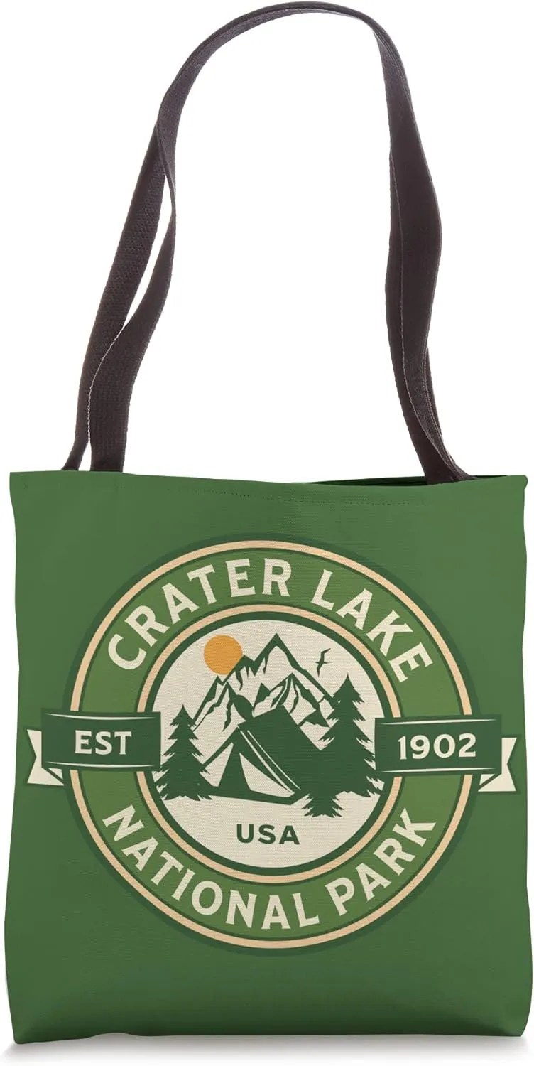 Crater Lake National Park Oregon Hike Camp Outdoors Retro Tote Bag
