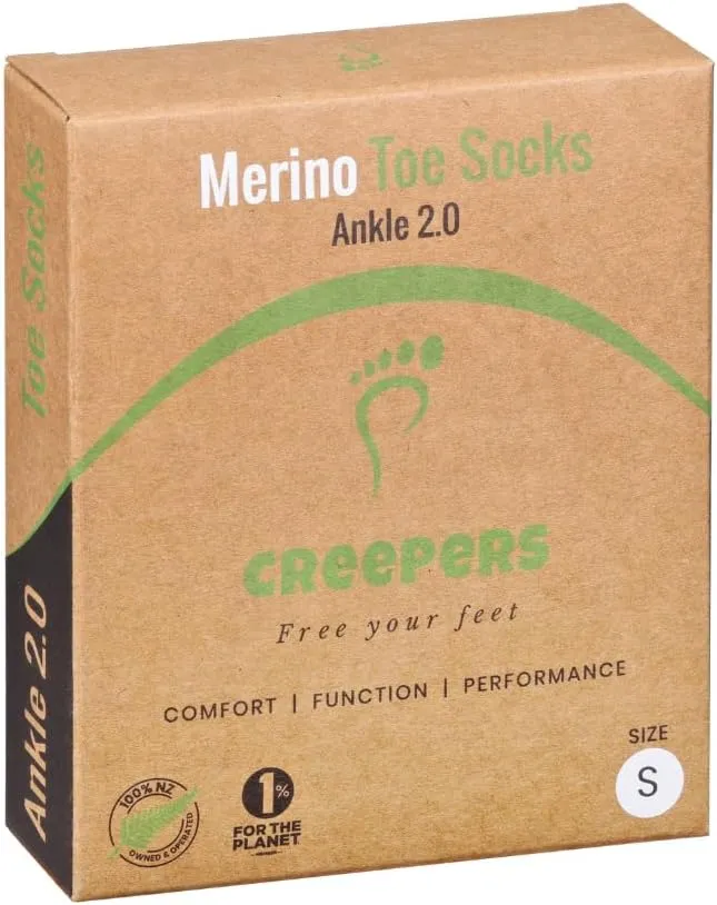 Creepers Blister Busting Merino Toe Socks, No Show Ankle Socks, Unisex sizing for Men and Women
