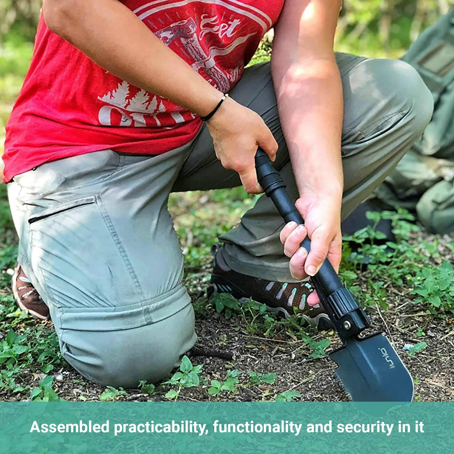 Crocox Folding Shovel Military Portable Tool Garden Spade Outdoor Hiking Pouch