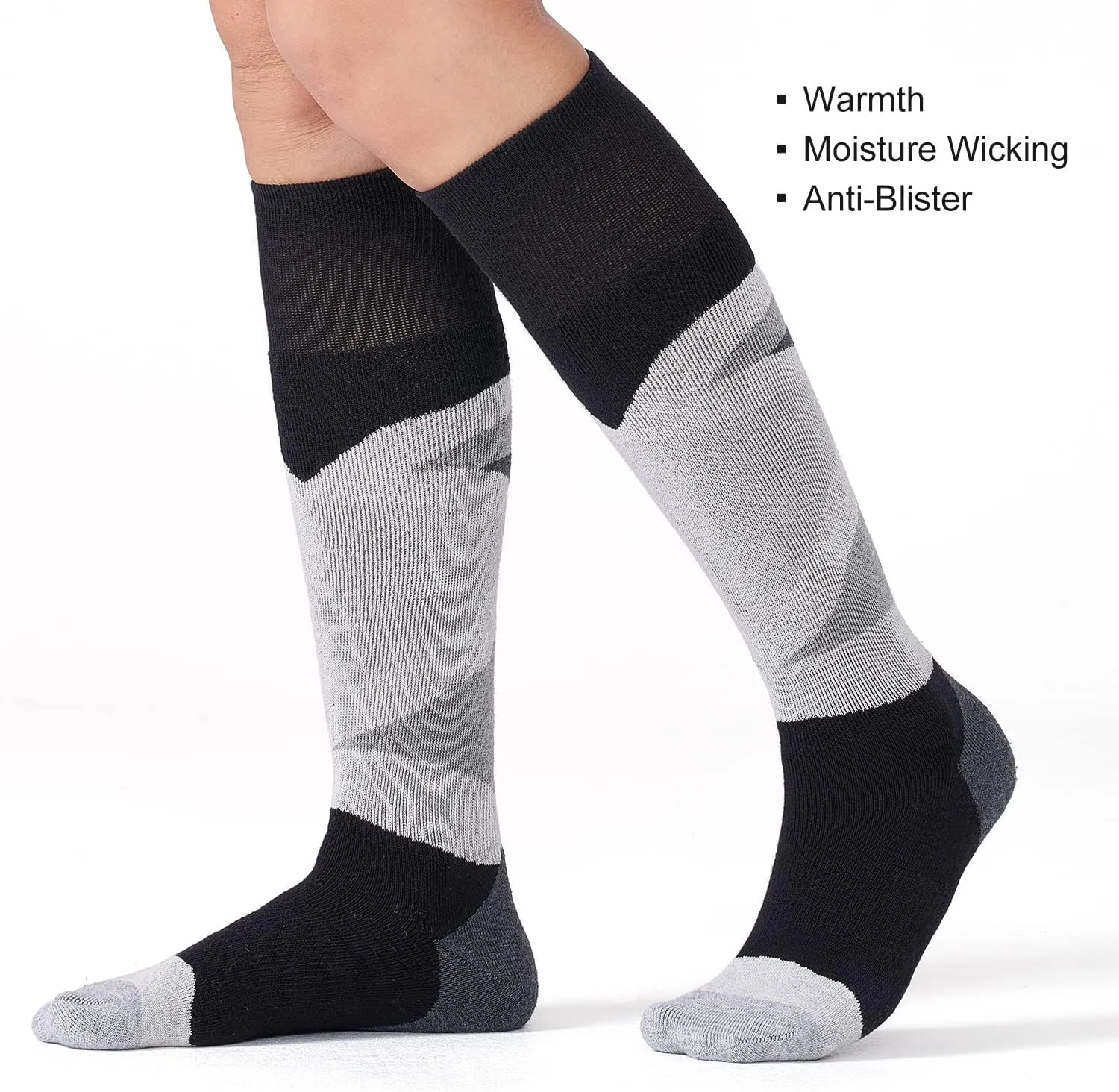 CS CELERSPORT 2/3 Pack Ski Socks for Womens and Mens with Full Cushion, Wool Winter Warm Socks for Skiing Snowboarding