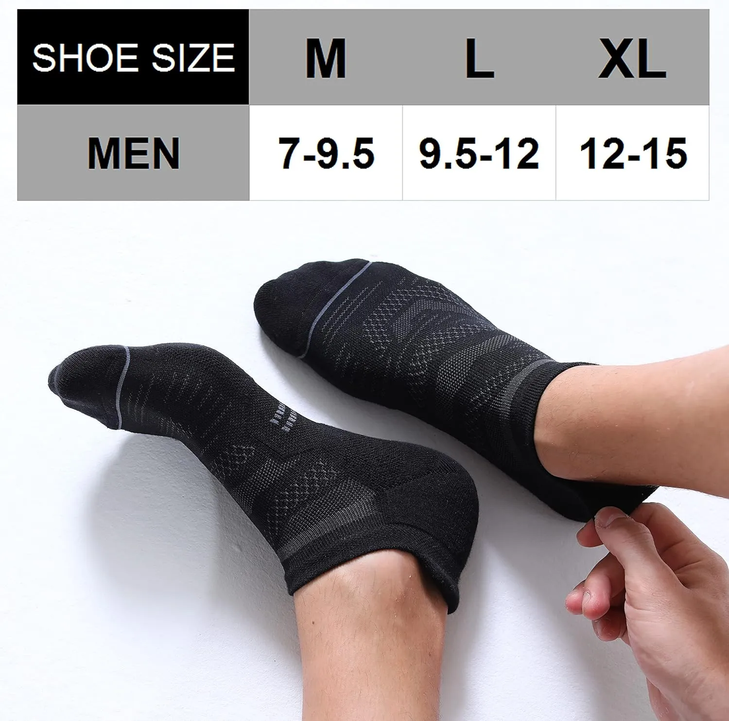 CS CELERSPORT 6 Pack Men's Running Ankle Socks with Cushion, Low Cut Athletic Sport Tab Socks