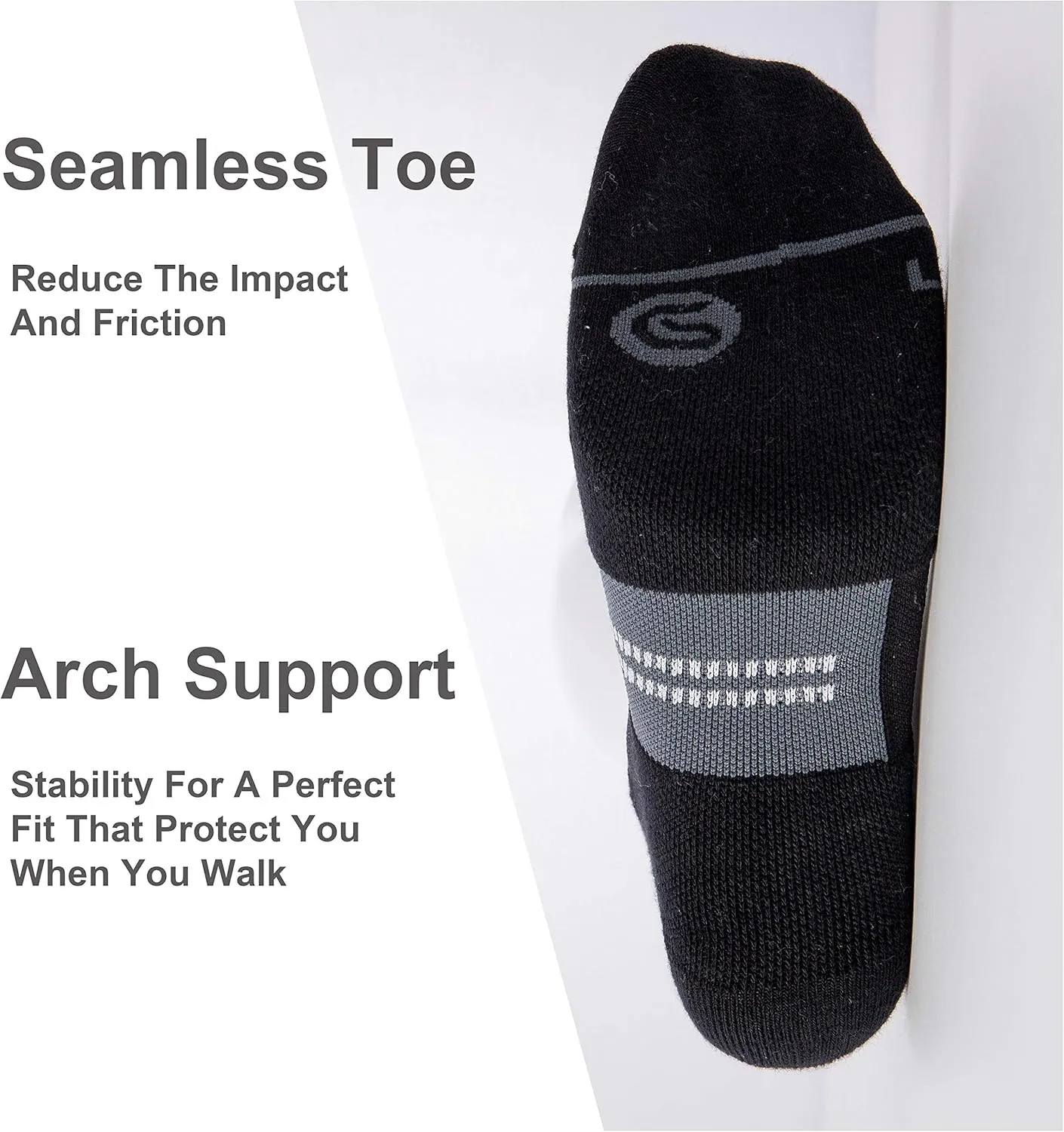 CS CELERSPORT 6 Pack Men's Running Ankle Socks with Cushion, Low Cut Athletic Tab Socks