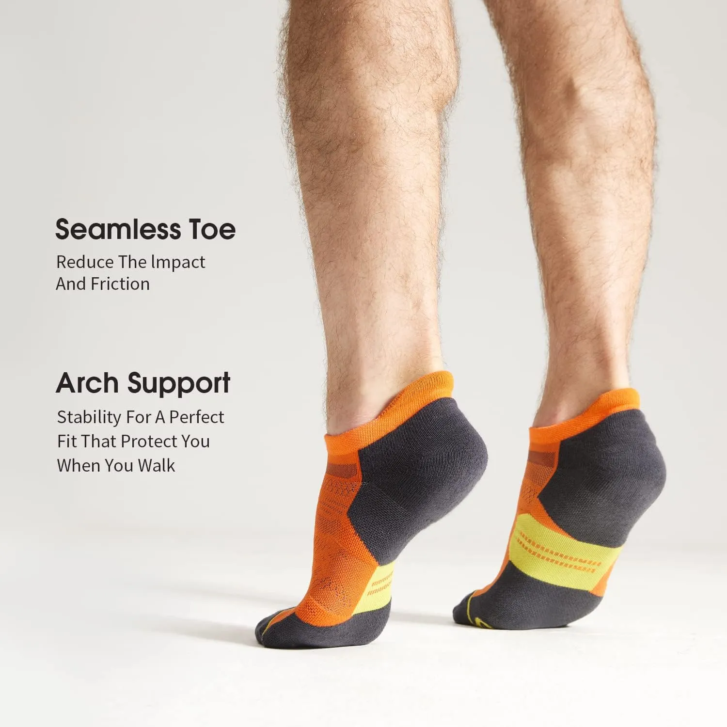 CS CELERSPORT 6 Pack Men's Running Ankle Socks with Cushion, Low Cut Athletic Tab Socks