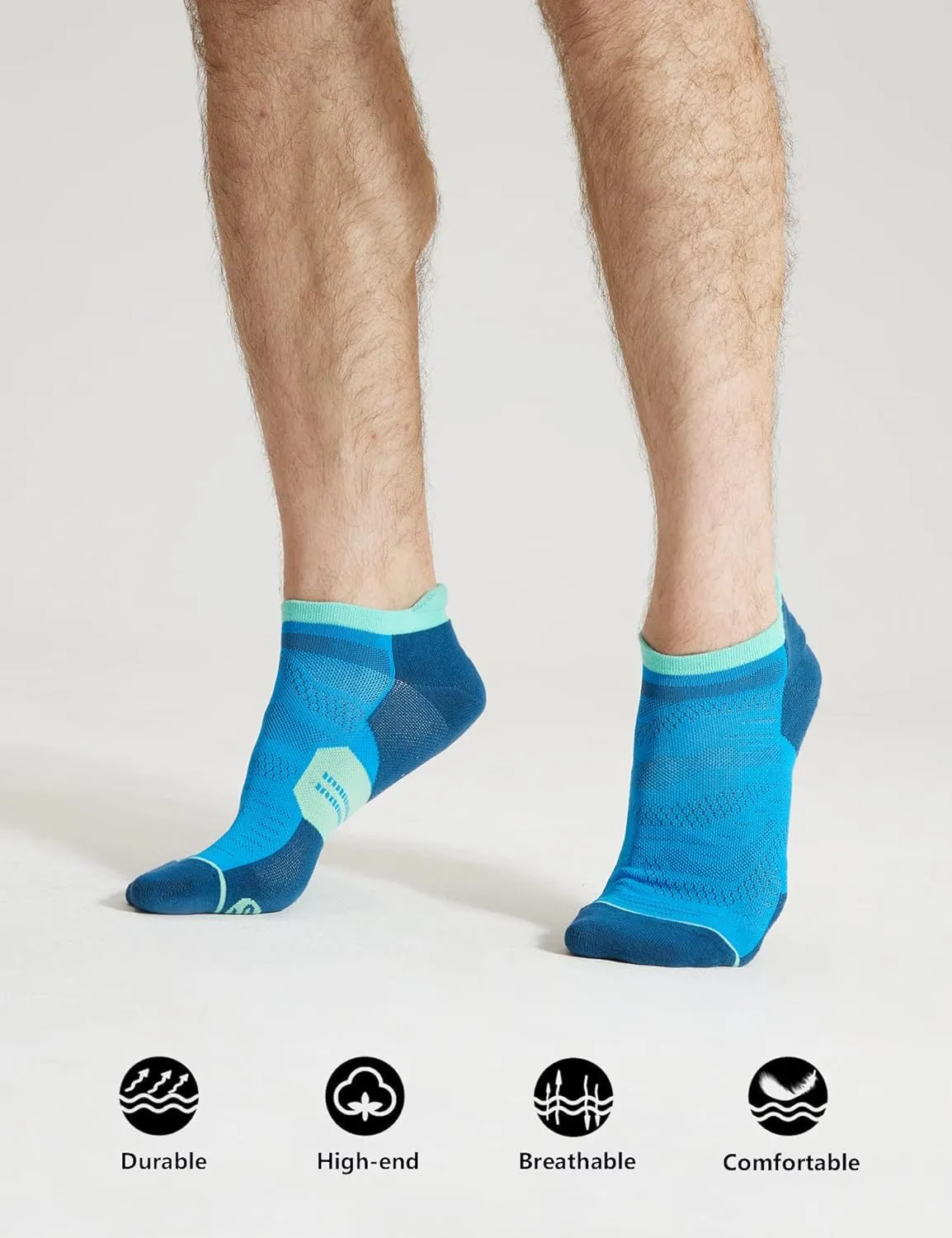 CS CELERSPORT 6 Pack Men's Running Ankle Socks with Cushion, Low Cut Athletic Tab Socks