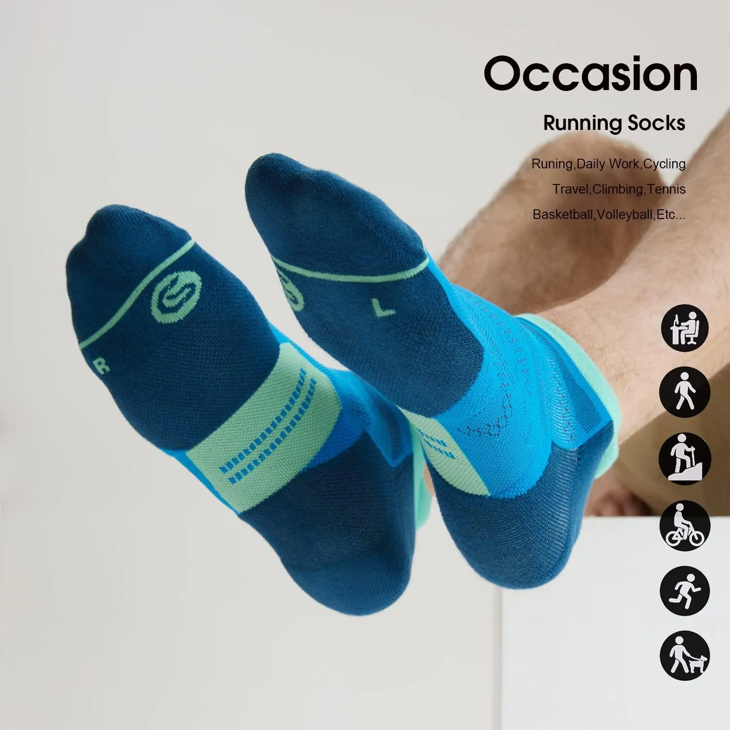 CS CELERSPORT 6 Pack Men's Running Ankle Socks with Cushion, Low Cut Athletic Tab Socks