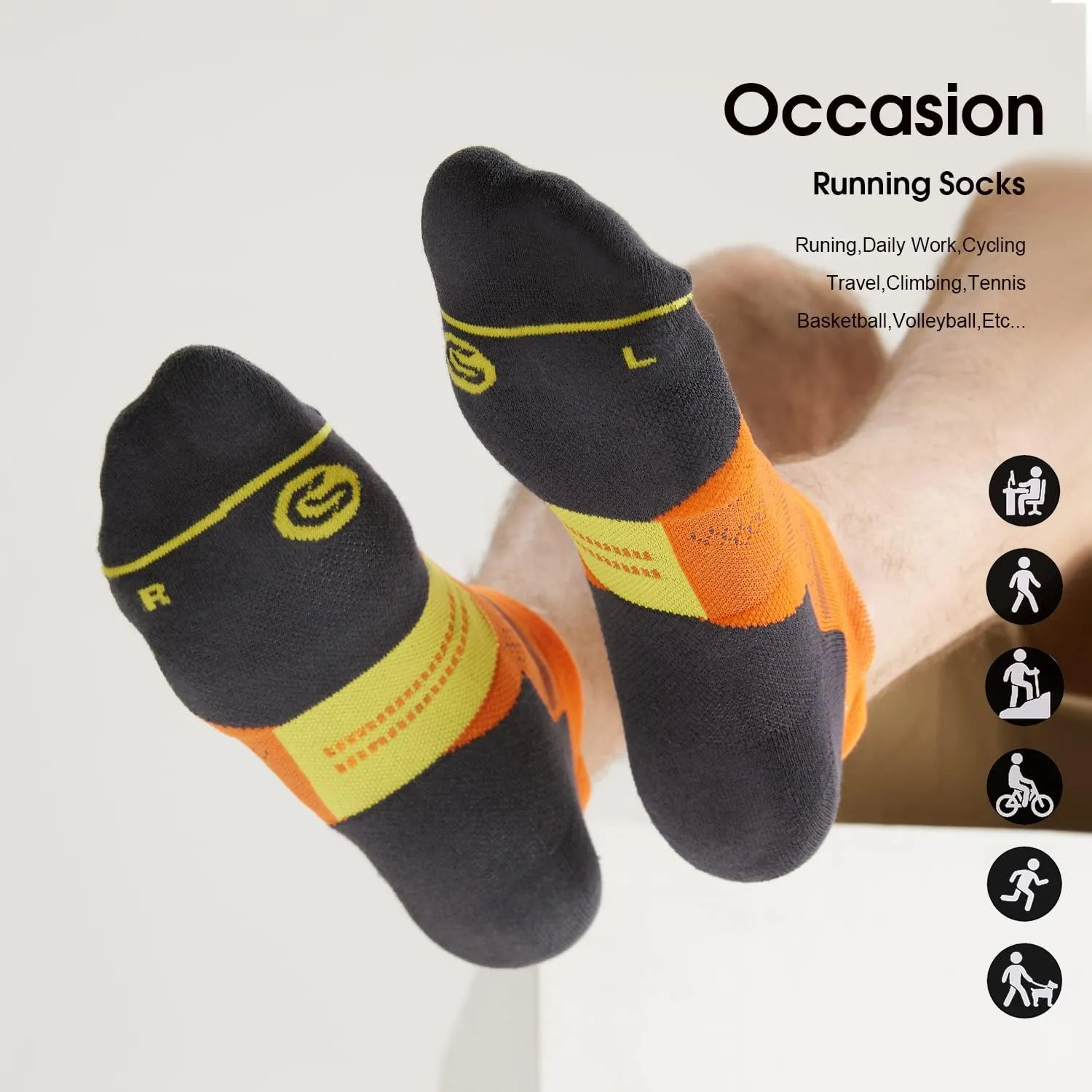 CS CELERSPORT 6 Pack Men's Running Ankle Socks with Cushion, Low Cut Athletic Tab Socks
