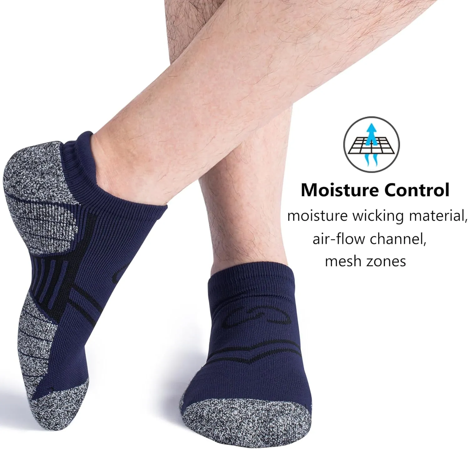 CWVLC No Show Sports Compression Socks for Men Women with Cushion (4/8 Pairs)