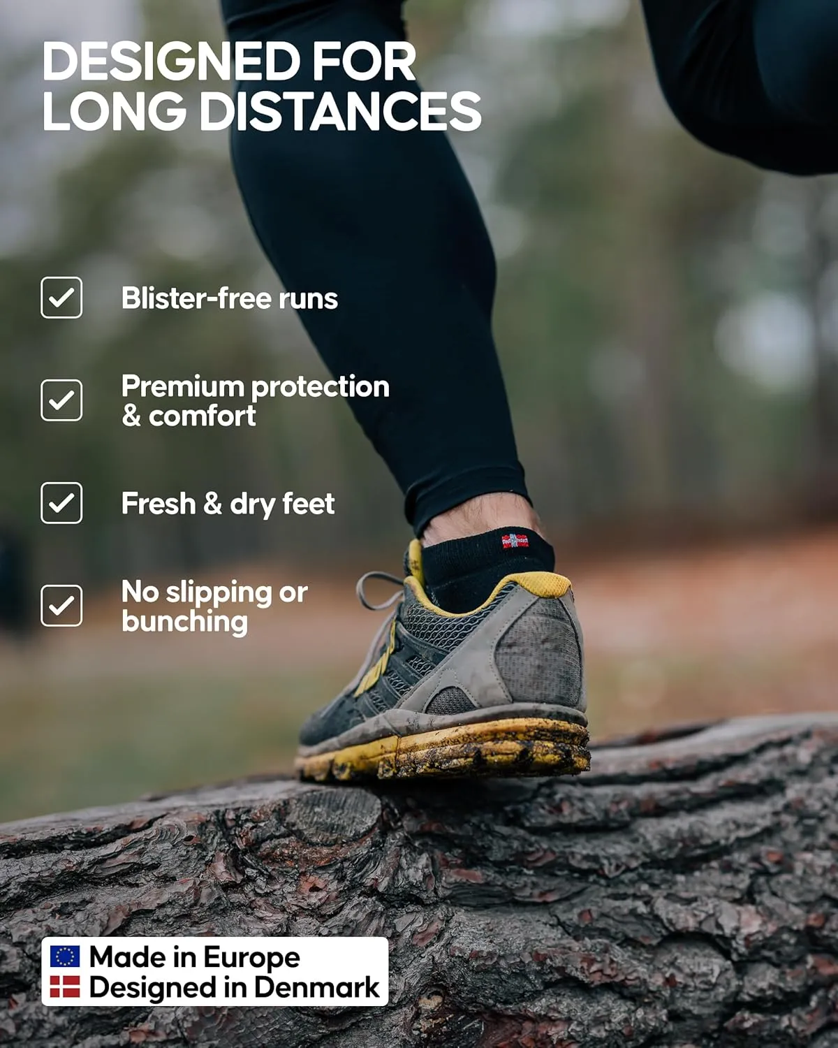 DANISH ENDURANCE Ankle Running Socks for Long Distances, Cushioned, Anti-Blister, Moisture Wicking, Men & Women, 3 & 5 Pack