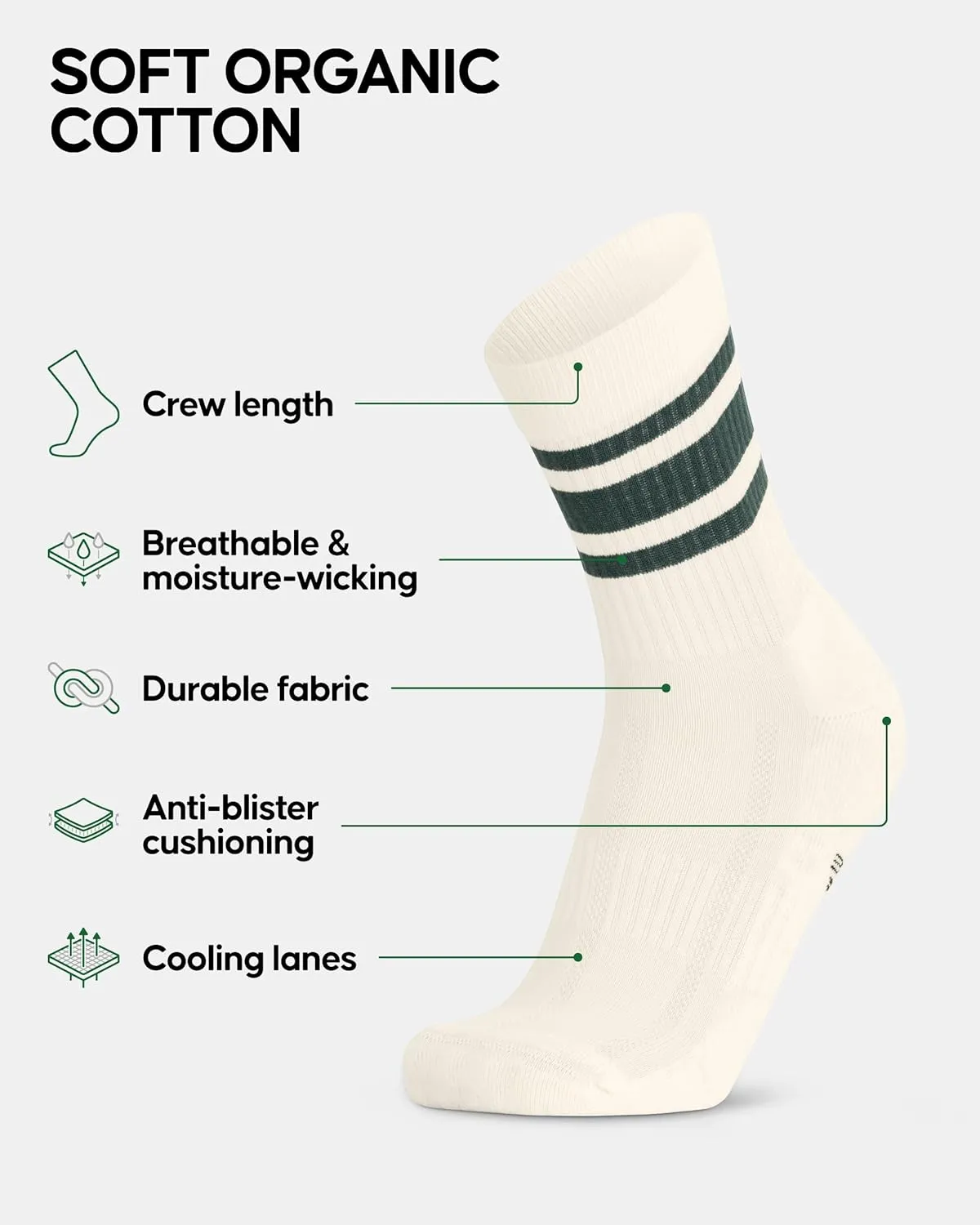 DANISH ENDURANCE Athletic Tennis Socks for Women & Men, Performance Socks, Crew Length, Breathable, 3 or 6-Pack