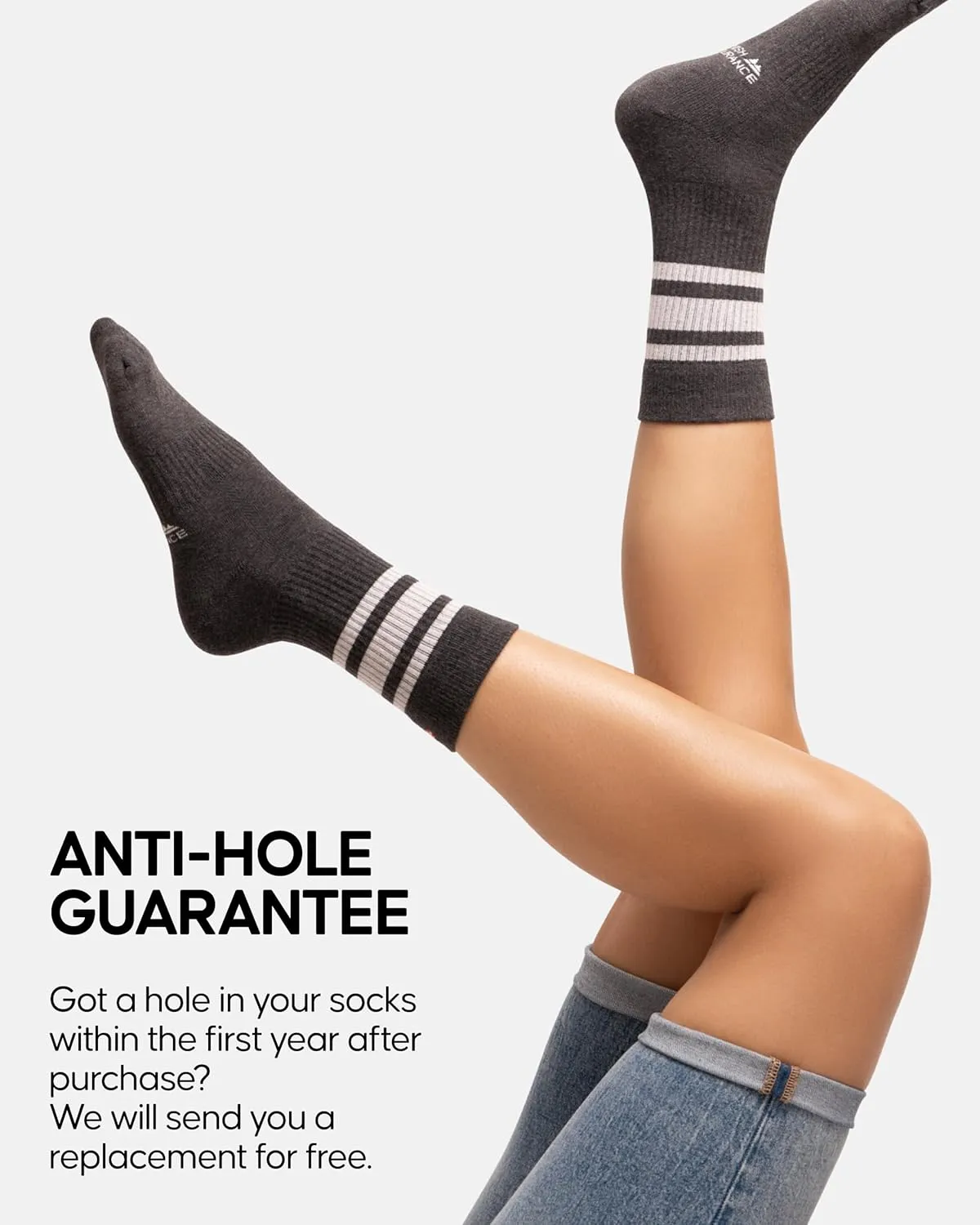 DANISH ENDURANCE Athletic Tennis Socks for Women & Men, Performance Socks, Crew Length, Breathable, 3 or 6-Pack