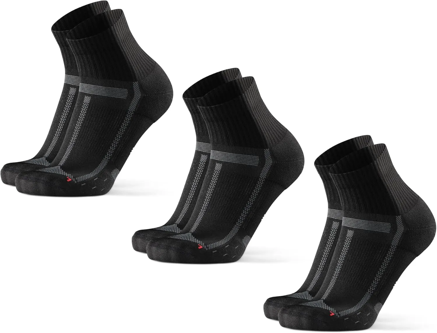 DANISH ENDURANCE Cushioned Running Socks for Long Distances, Quarter Length, Anti-Blister for Men & Women, 3 and 5 Pack