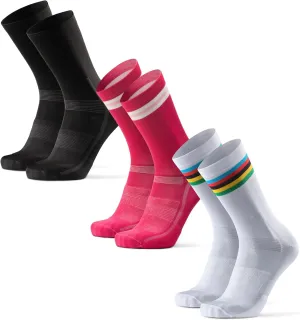 DANISH ENDURANCE Cycling Socks, Crew Length, Breathable, and Cushioned Bike Socks, for Men & Women, Unisex, 3-Pack