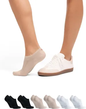 DANISH ENDURANCE No Show Socks Men & Women in Cotton, Invisible, Thin, No Slip Silicone Heel, Dress Socks, 6 Pack