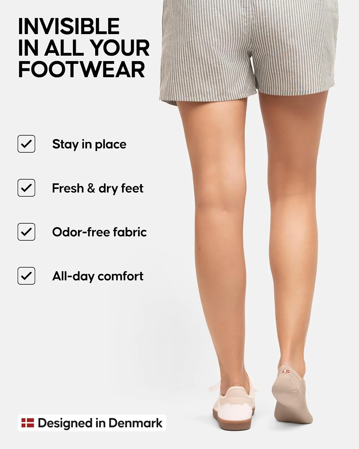 DANISH ENDURANCE No Show Socks Men & Women in Cotton, Invisible, Thin, No Slip Silicone Heel, Dress Socks, 6 Pack