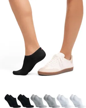 DANISH ENDURANCE No Show Socks Men & Women in Cotton, Invisible, Thin, No Slip Silicone Heel, Dress Socks, 6 Pack