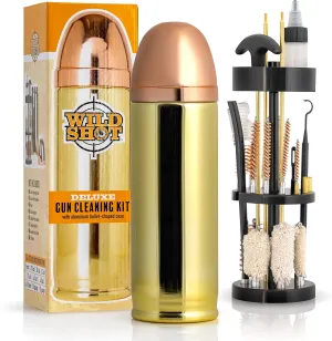 Deluxe Gun Cleaning Kit with Registered Trademarked Aluminum Bullet Shaped Storage Case, Cleaning Tools to Effectively Maintain Handguns, Shotguns and Rifles.