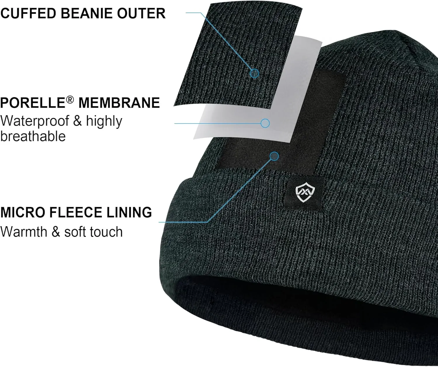 DexShell Waterproof Beanie for Men & Women, Windproof Thermal Winter Hat with Fleece Liner, Cuffed Knit Cap for Cold Weather