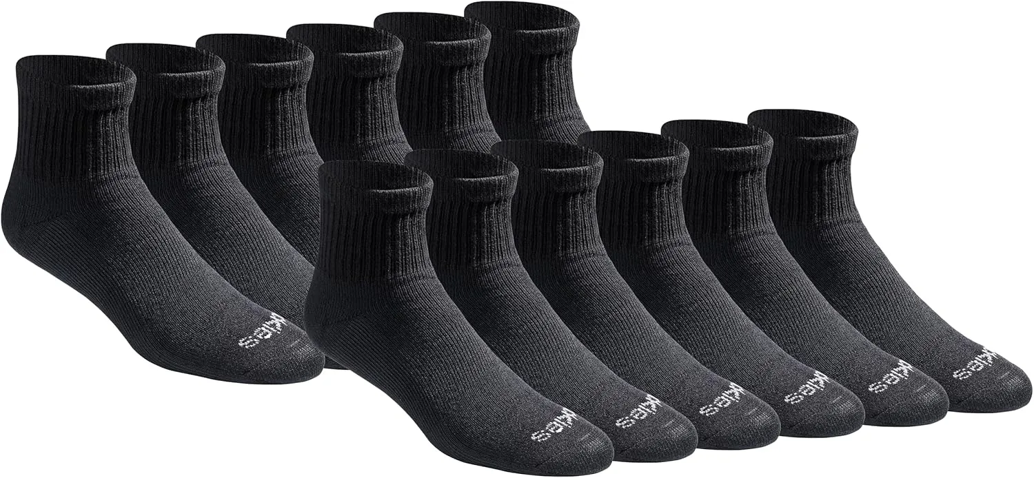 Dickies Men's Dri-tech Moisture Control Quarter Socks, Available in M-XXL (6, 12, 18 Pairs)