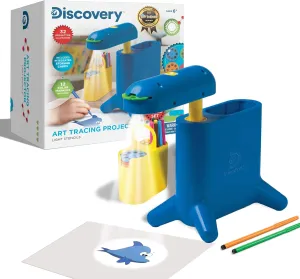 Discovery Kids Art Tracing Projector Kit for Kids, 32 Stencils and 12 Markers Included, Easy Portable Learn to Draw Sketch Machine