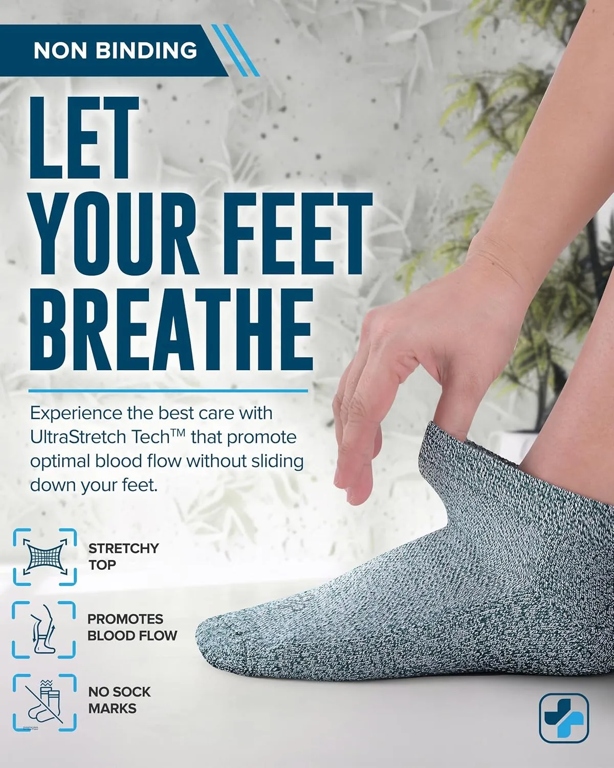 Doctor's Select Bamboo Viscose Ankle Diabetic Socks for Women & Men - 4 Pairs | Low Cut Moisture-Wicking Loose Fit Socks