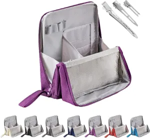 Doresty Makeup Bag, Reusable Portable Doresty Standing Makeup Bag Large Capacity, Folding Vertical Makeing Organizer Bags with Compartments for Travel Work Home (Purple)