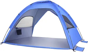 Double-Door Portable Beach Tent UPF Sun Shade Shelter for Family Camping Hiking Vacation Accommodates People Includes Storage Bags Wind Accessories Navy