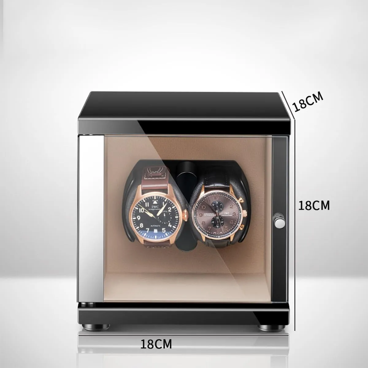 Double Watch Winder for Automatic Watches with Quiet Motors Solid Wooden Box Storage Display Box for Women's and Men's Watches Built-in LED (Beige 2 0)
