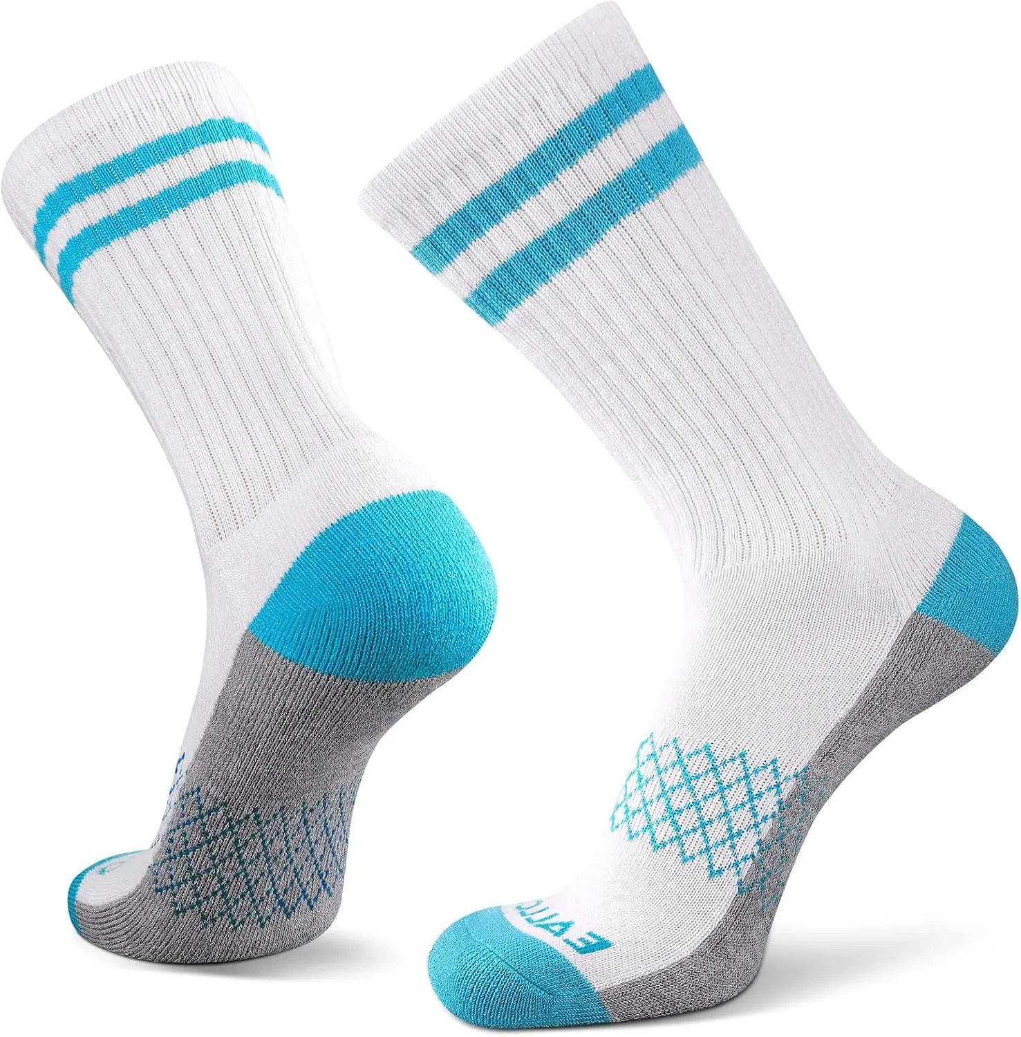 eallco Womens Crew Socks Athletic Calf Work Socks Running Long Cushioned Sole Socks 6 Pairs