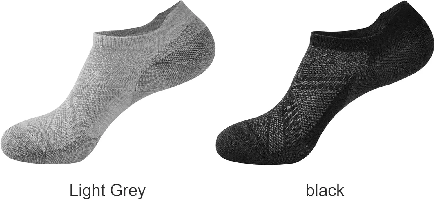 ECOEY Light Weight Merino Wool Athletic Running Socks for Men and Women 4 Pairs