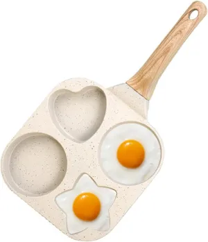 Egg Frying Pan,4-Cup Nonstick Omelette Pan for Breakfast, Heart Shaped Frying Pan for Cooking Eggs, Burger or Bacon,Healthy Egg Pans Suitable for Stove & Induction Compatible (White)