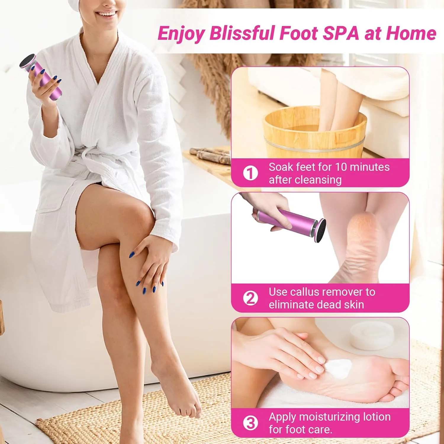 Electric Foot Callus Remover (Upgraded) Electric Callus Remover for Feet with 80 Sandpaper Discs Foot Filer Metal Material Professional Pedicure Tool for Dead Skin and Calluses