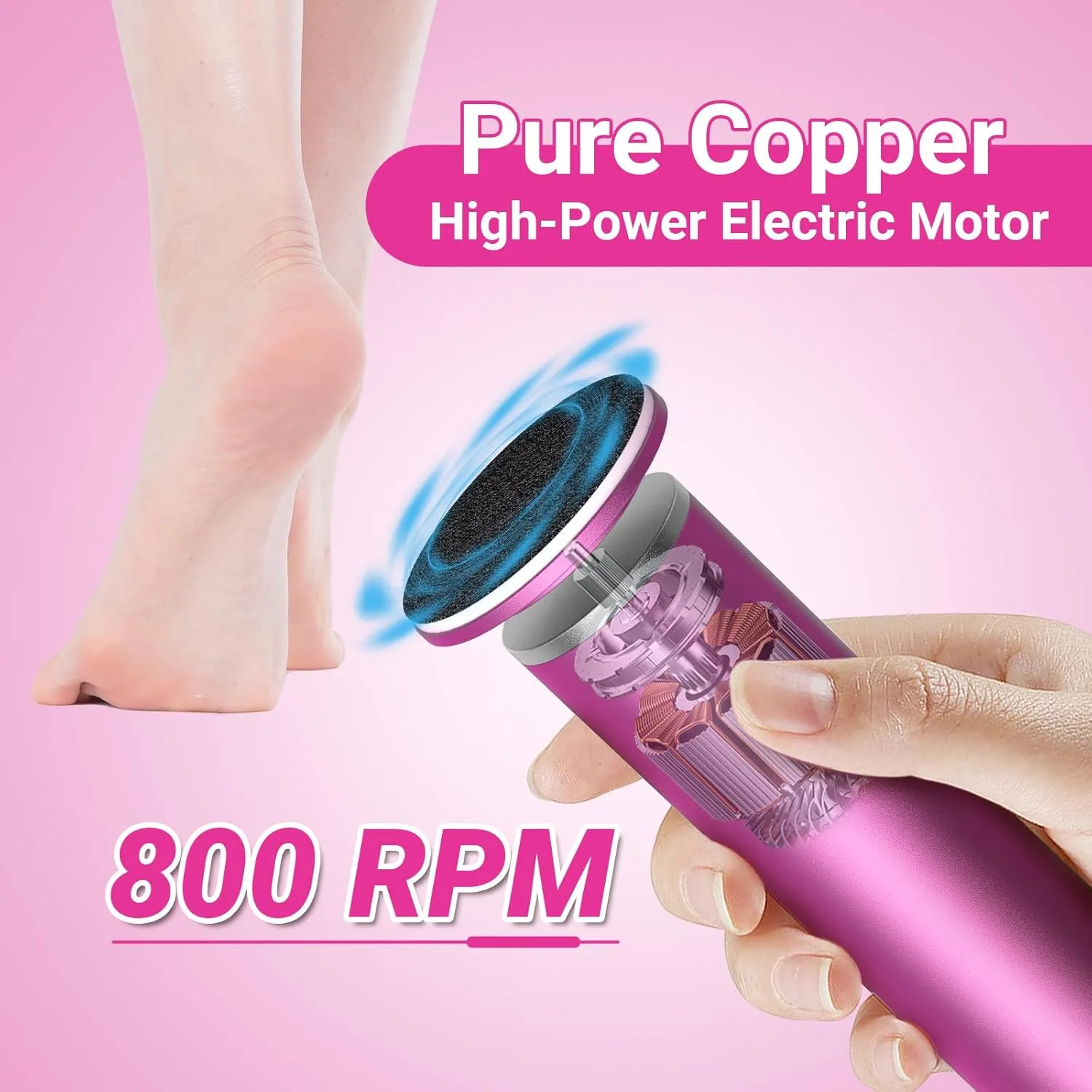 Electric Foot Callus Remover (Upgraded) Electric Callus Remover for Feet with 80 Sandpaper Discs Foot Filer Metal Material Professional Pedicure Tool for Dead Skin and Calluses