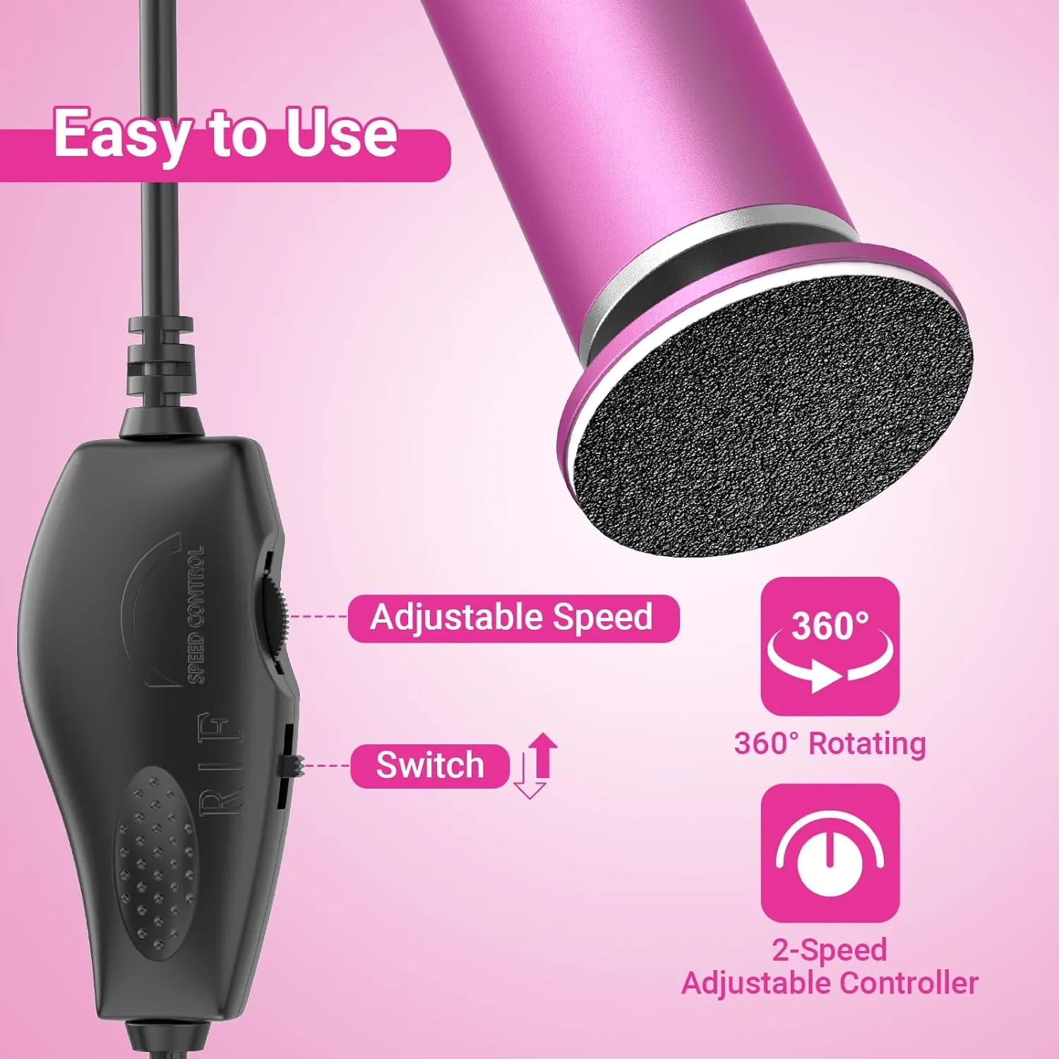 Electric Foot Callus Remover (Upgraded) Electric Callus Remover for Feet with 80 Sandpaper Discs Foot Filer Metal Material Professional Pedicure Tool for Dead Skin and Calluses