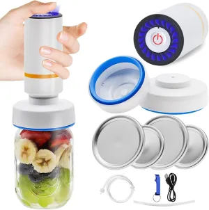 Electric Mason Jar Vacuum Sealer Kit for Wide & Regular Mouth Jars - Vacuum Sealer for Jars with Lid Opener - Accessory Hose Compatible with FoodSaver Vacuum Sealer