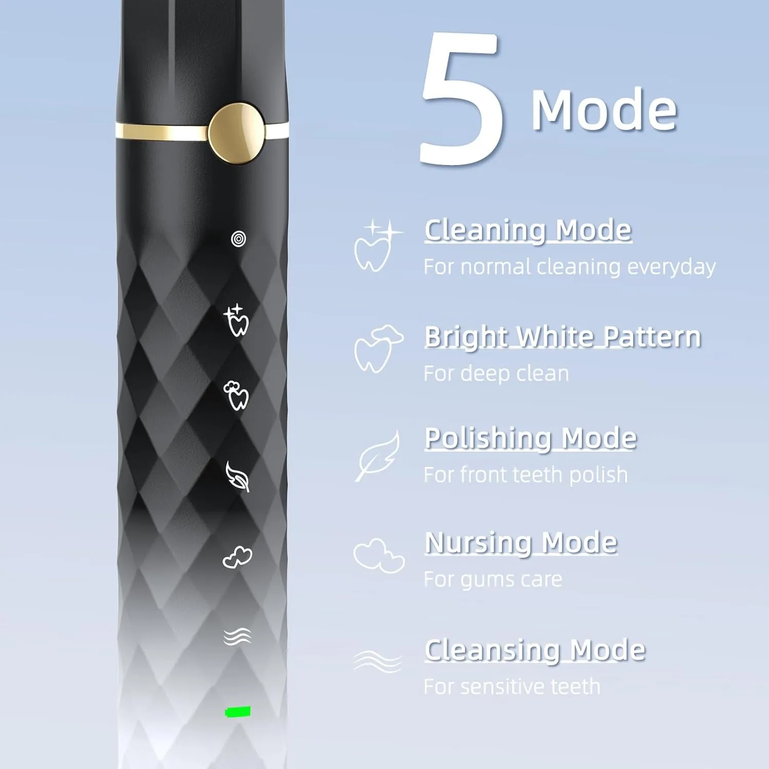 Electric Toothbrush Set, Equipped with 10 Brush Heads and Travel case, IPX8 Waterproof, 2-Minute Timer, 42000 high-Frequency Vibrations, 5 Modes, The First Choice for Gift Giving