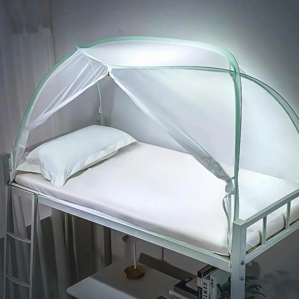 Elegant Pop-Up Mosquito Net Tent for Beds Mosquito Net for Students Dorm Bunk Bed Portable Folding Design for Teen Girls Baby Adults Trip Twin Bed (Green, 35" W x 75" L (Pack of 1))