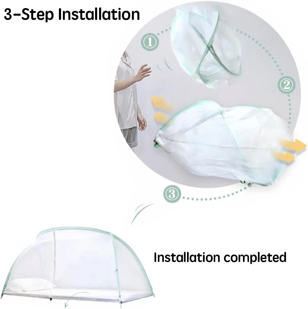 Elegant Pop-Up Mosquito Net Tent for Beds Mosquito Net for Students Dorm Bunk Bed Portable Folding Design for Teen Girls Baby Adults Trip Twin Bed (Green, 35" W x 75" L (Pack of 1))