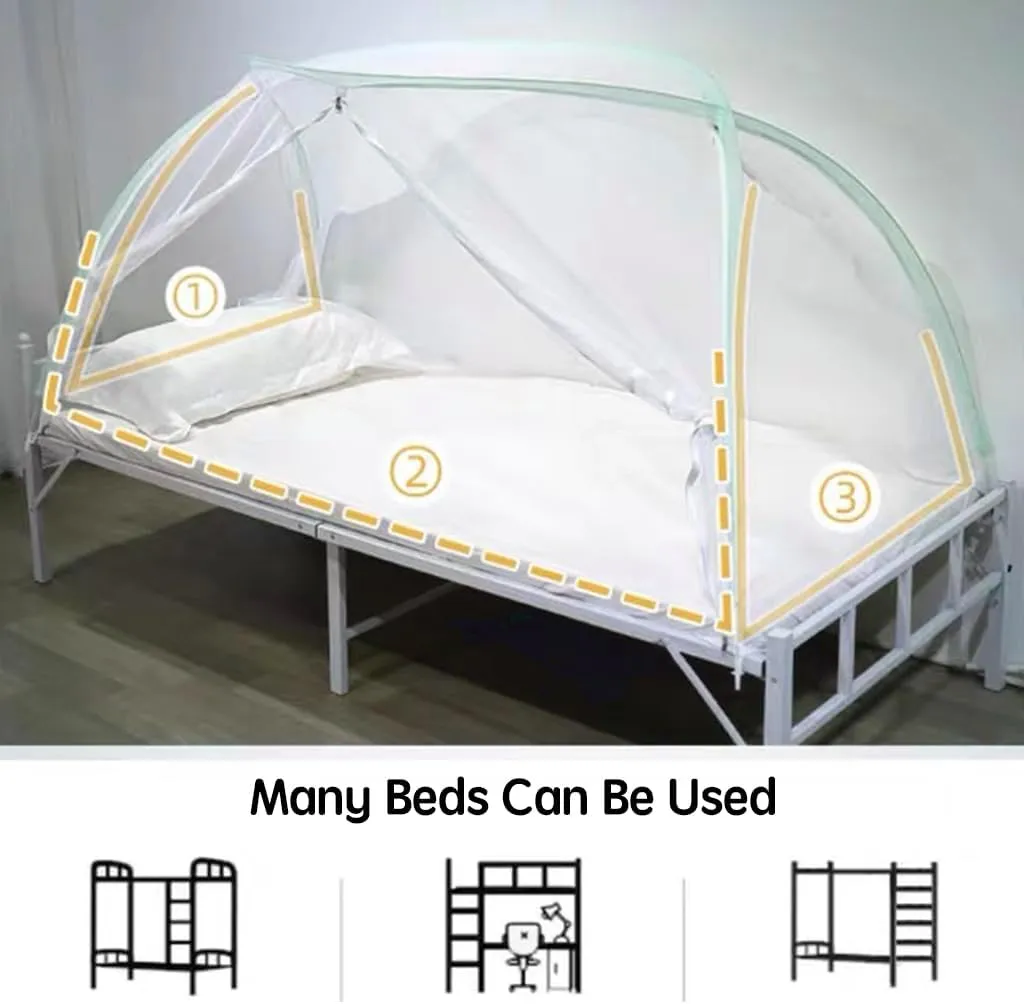 Elegant Pop-Up Mosquito Net Tent for Beds Mosquito Net for Students Dorm Bunk Bed Portable Folding Design for Teen Girls Baby Adults Trip Twin Bed (Green, 35" W x 75" L (Pack of 1))
