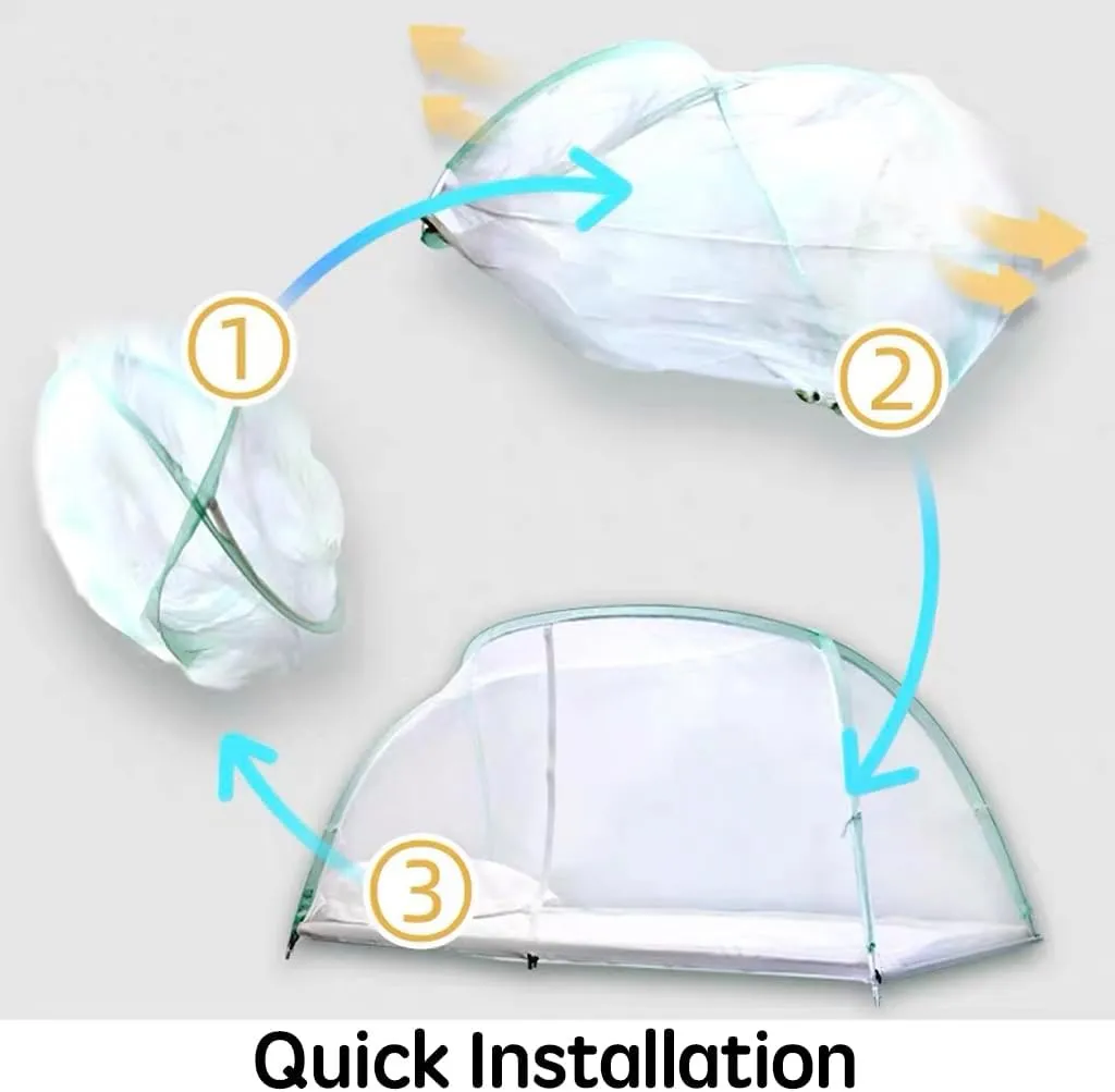 Elegant Pop-Up Mosquito Net Tent for Beds Mosquito Net for Students Dorm Bunk Bed Portable Folding Design for Teen Girls Baby Adults Trip Twin Bed (Green, 35" W x 75" L (Pack of 1))