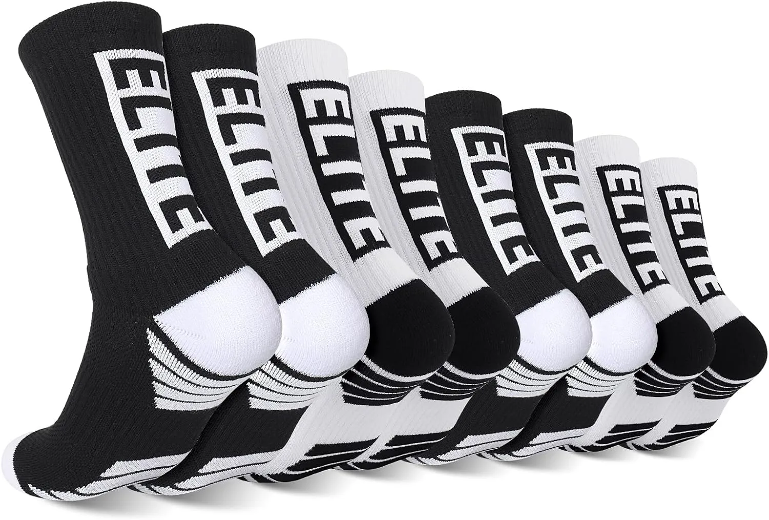 Elite Basketball Socks, Cushioned Athletic Sports Crew Socks for Youth Adult