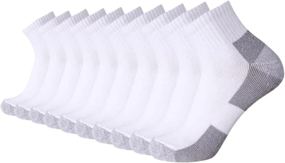 EnerWear 10P Pack Unisex Cotton Moisture Wicking Cushion Ankle Socks