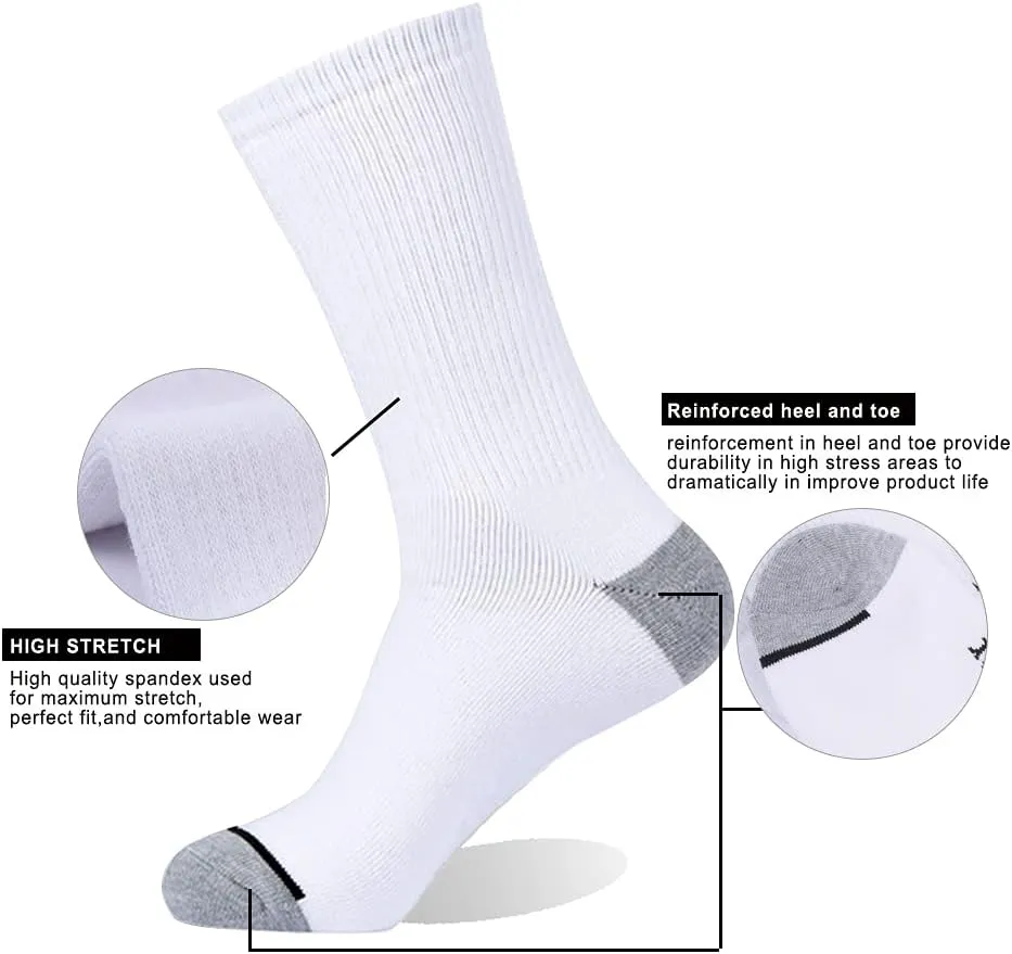 EnerWear 10P Pack Unisex Cotton Moisture Wicking Cushion Crew Socks