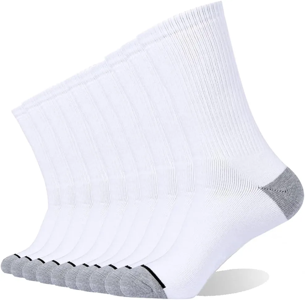 EnerWear 10P Pack Unisex Cotton Moisture Wicking Cushion Crew Socks