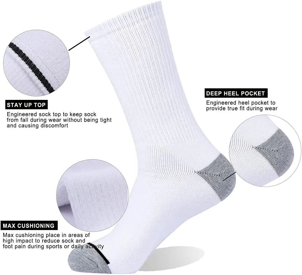 EnerWear 10P Pack Unisex Cotton Moisture Wicking Cushion Crew Socks