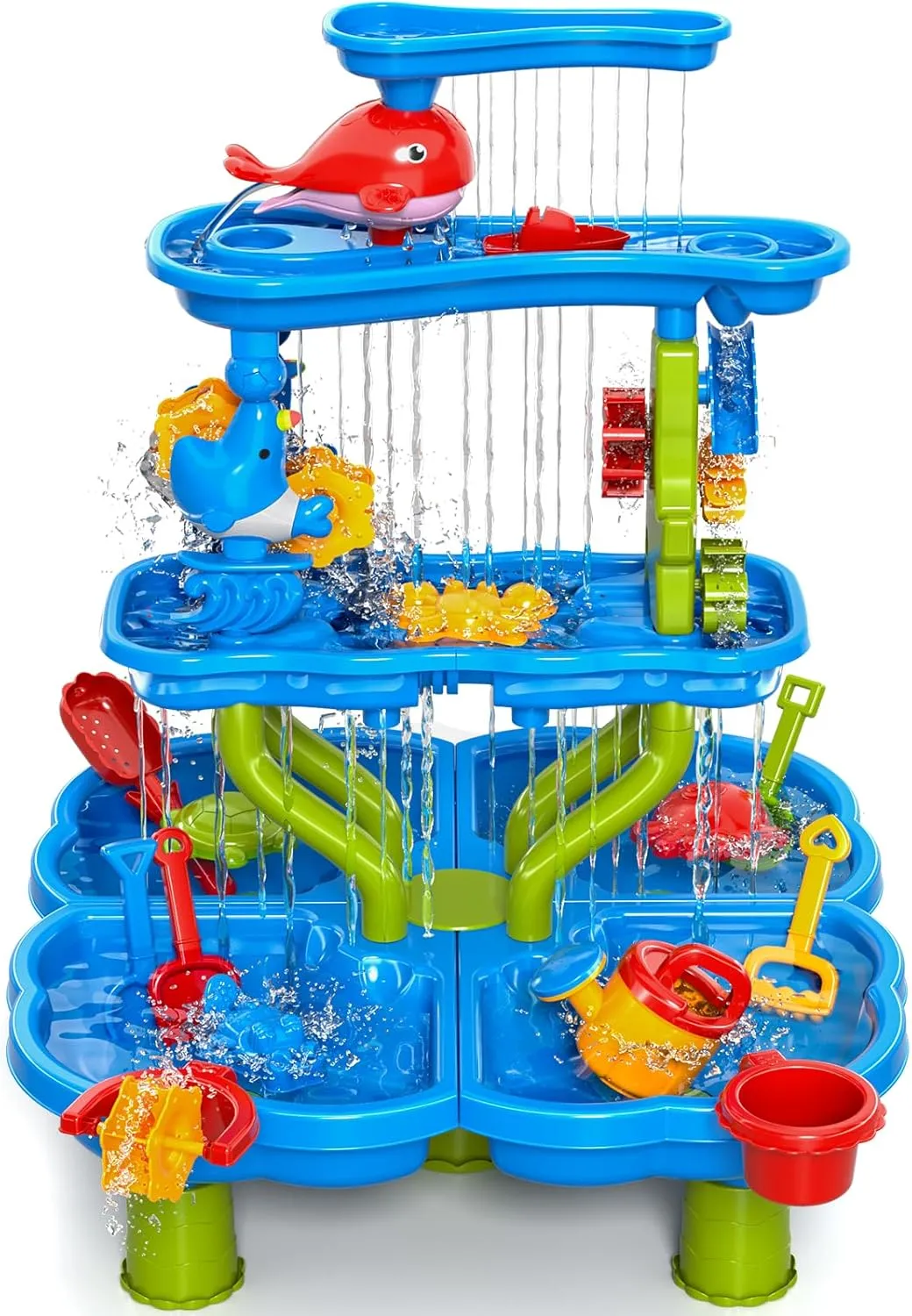 EPPO Kids Water Table for Toddlers 3-5,4 -Tier Water Play Table Summer Toys,Sand and Water Table Beach Outdoor Indoor Toys