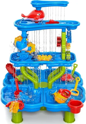 EPPO Kids Water Table for Toddlers 3-5,4 -Tier Water Play Table Summer Toys,Sand and Water Table Beach Outdoor Indoor Toys
