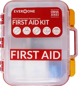 EverOne 354 Piece Hard Case First Aid Kit, Exceeds OSHA and ANSI Guidelines for 100 People, Fully Organized with Wall Mount for Business, Worksite, School, Vehicle and/or Home