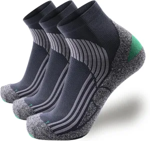 Extra Cushion Compression Socks Men, Coolmax Anti-Blister Wicking Padded Heel, Quarter Socks for Tennis Golf Hiking Work
