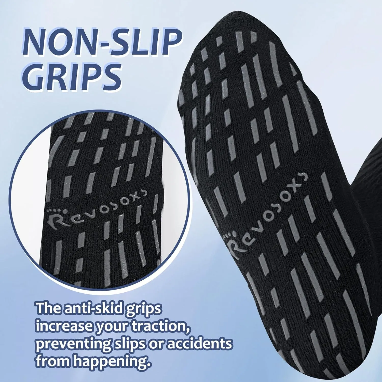 Extra Width Socks for Swollen Feet-2 Pairs Bamboo Viscose Wide Diabetic Socks for Women Men,Non Slip Hospital Socks